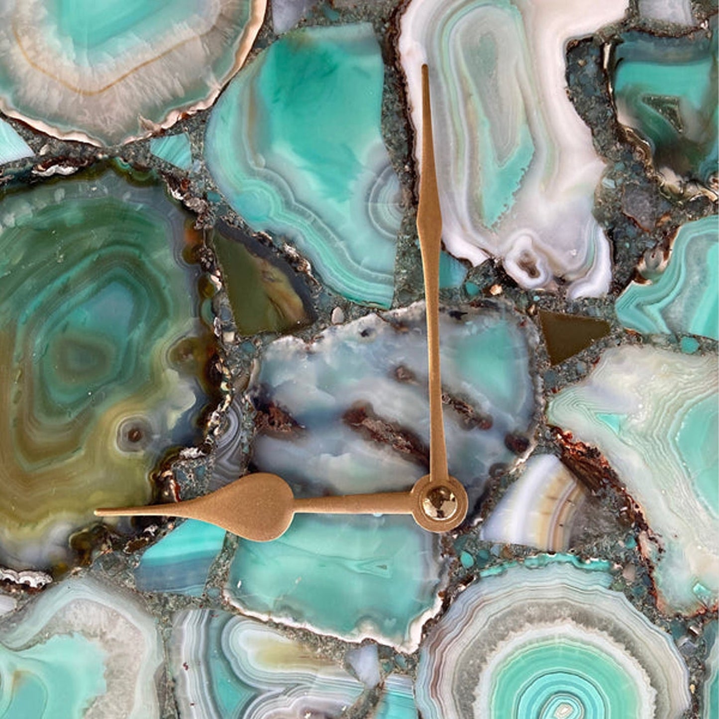 Large Green Agate Wall Clock/Personalised Momento/10"x15"