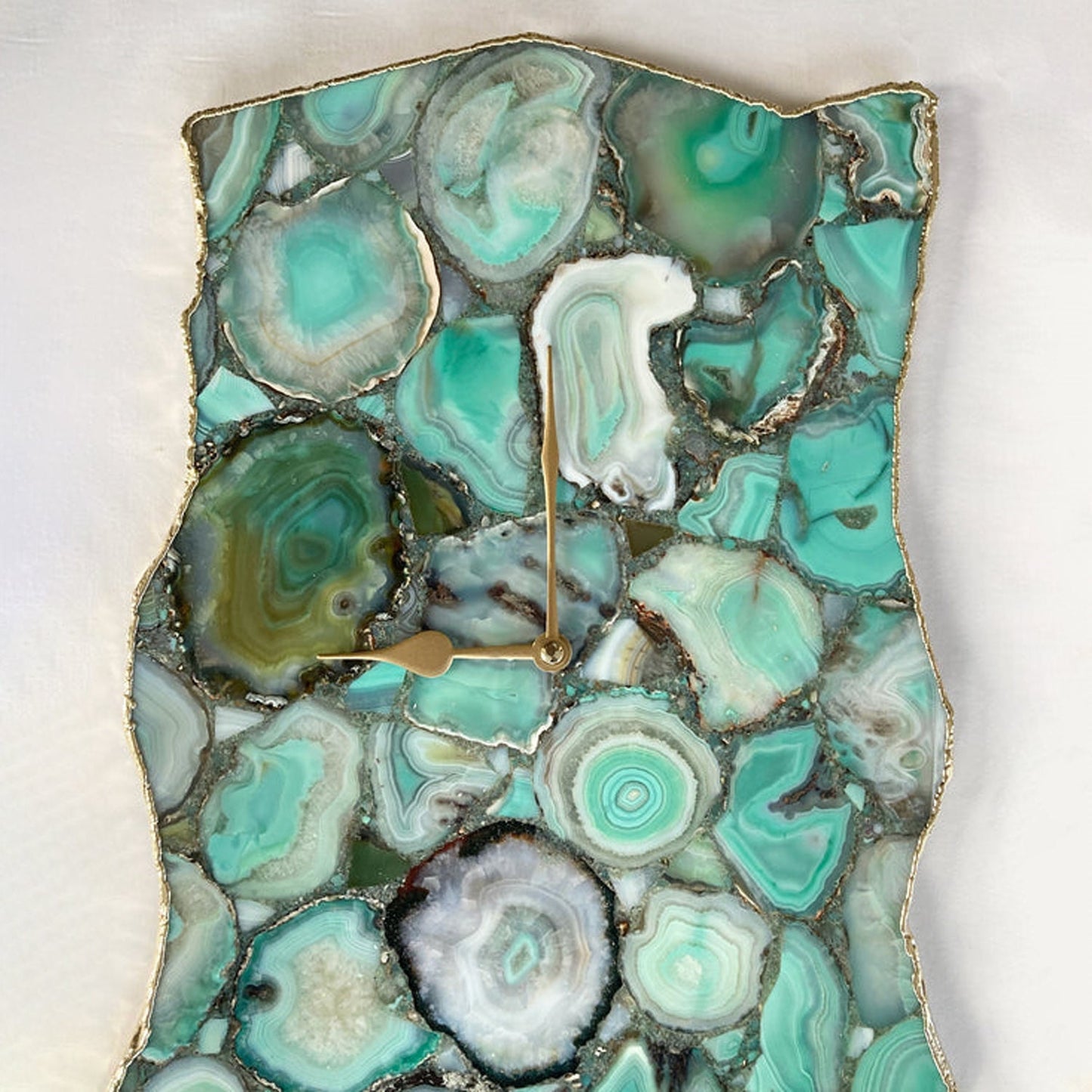 Large Green Agate Wall Clock/Personalised Momento/10"x15"